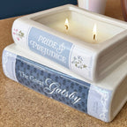 2-Piece Ceramic Stacked Book Candle Set
