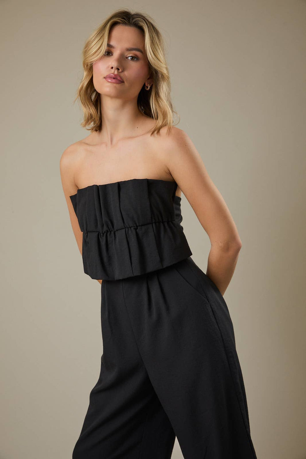RUFFLE BODICE JUMPSUIT