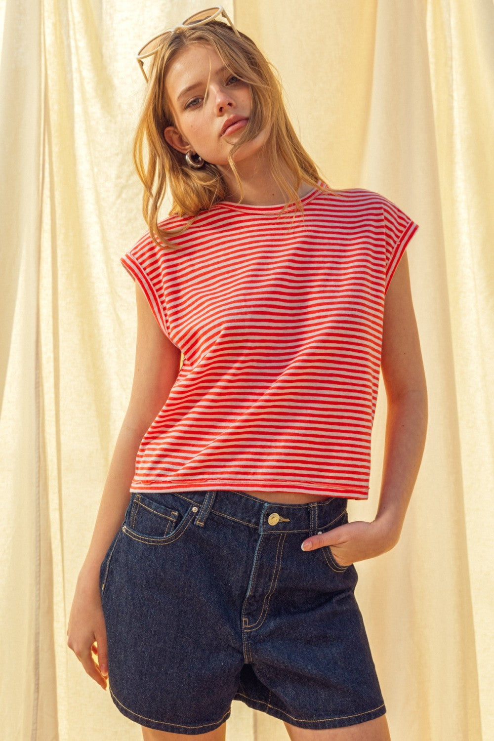 Miou Muse Red Stripe Top