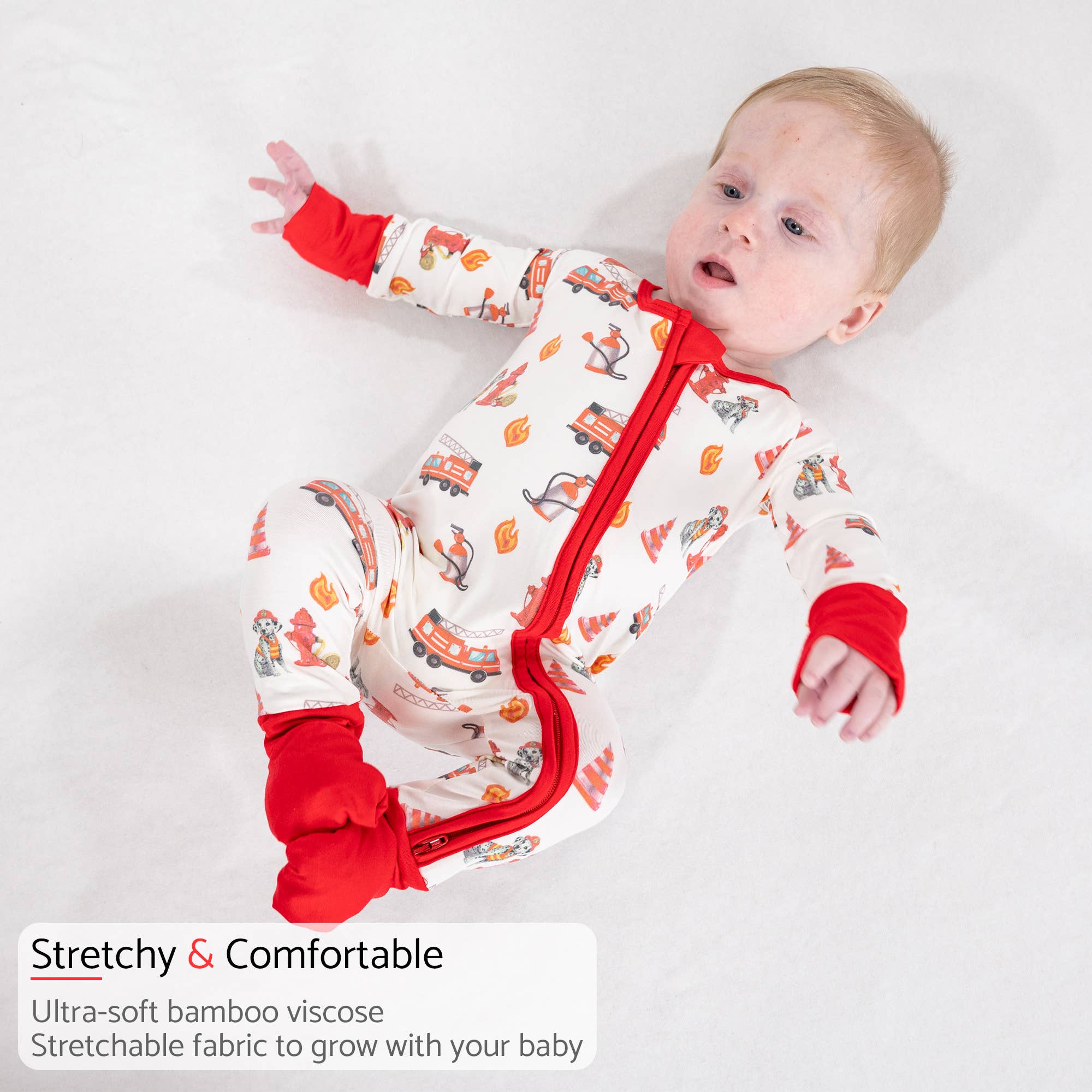 Bamboo Baby Convertible Zipper Pajama Firehouse Fido
