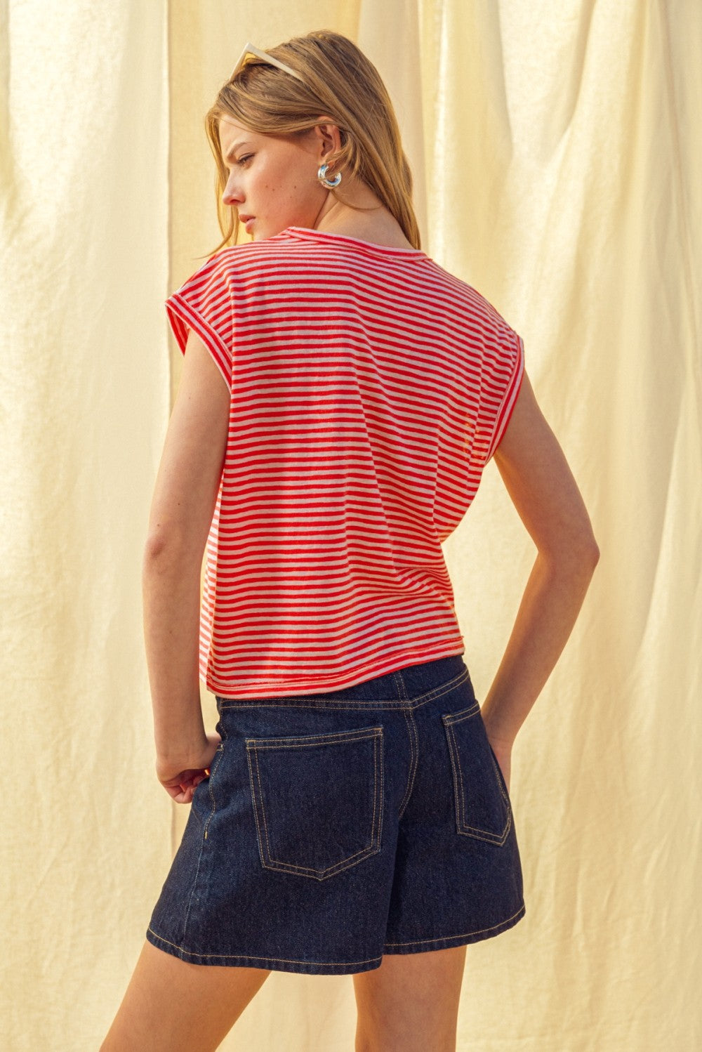 Miou Muse Red Stripe Top