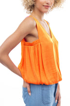 Sleeveless V-Neck Bubble Top