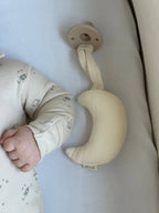 Moon Pacifier Holder Soft Cuddly Binky Toy (Muslin Ivory)