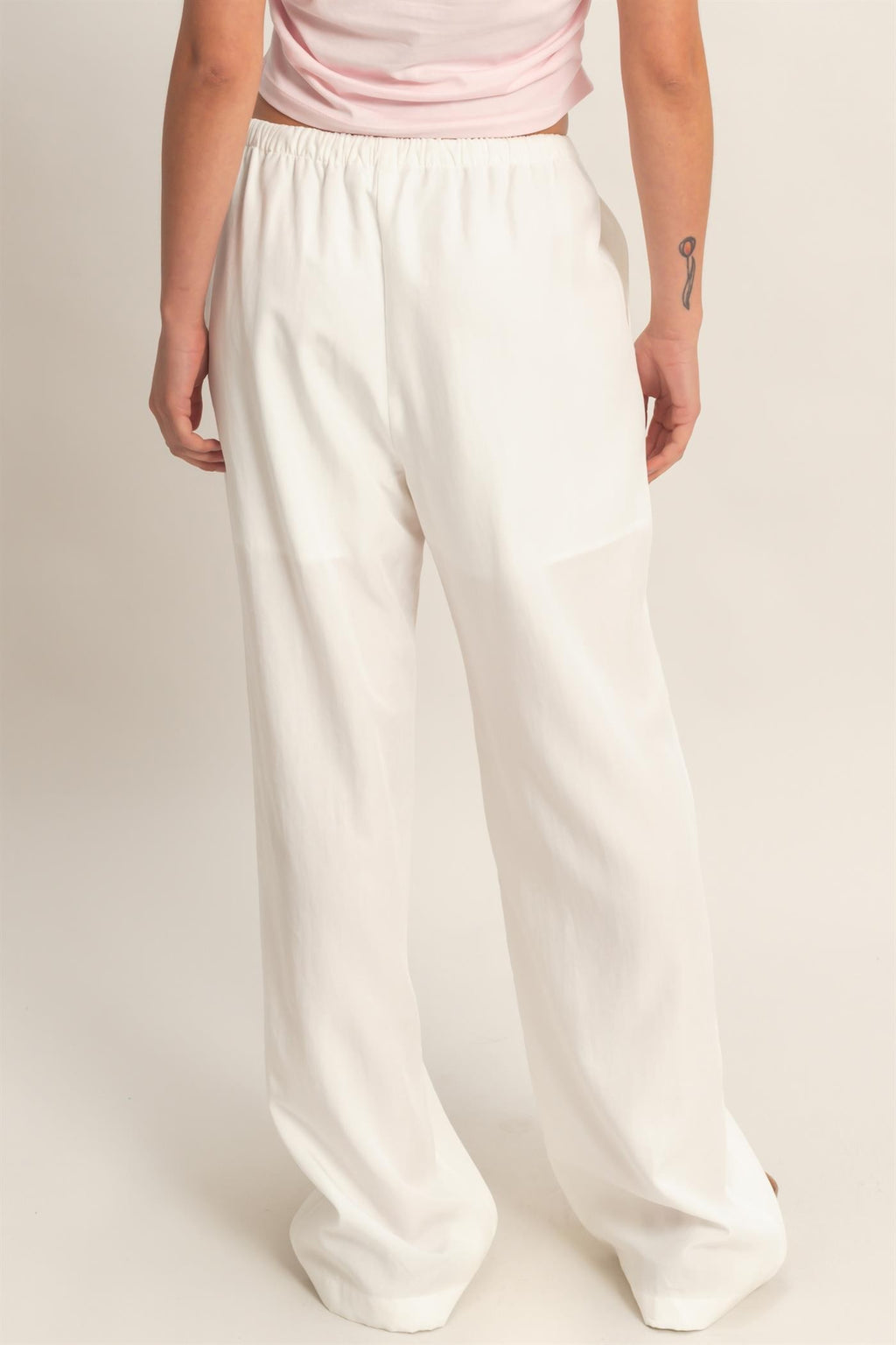Lyocell Linen Elastic Waist Straight Leg Pants