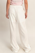 Lyocell Linen Elastic Waist Straight Leg Pants