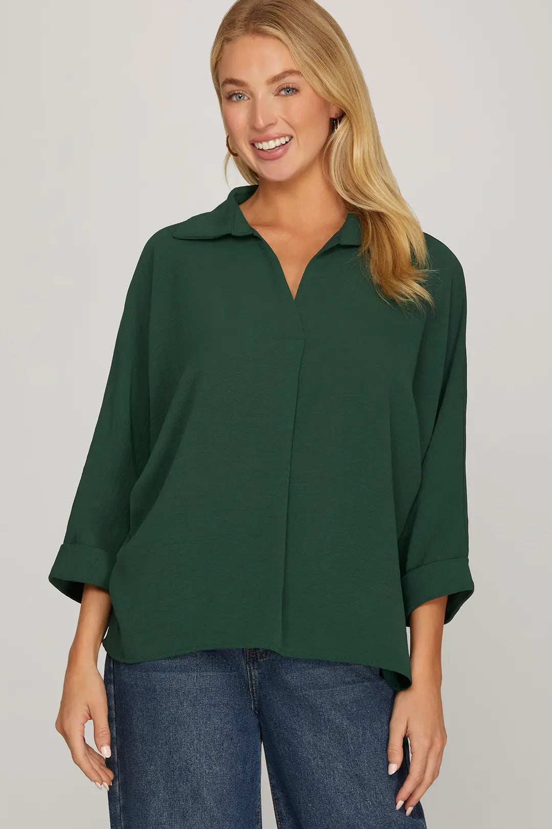 Collared Woven Top
