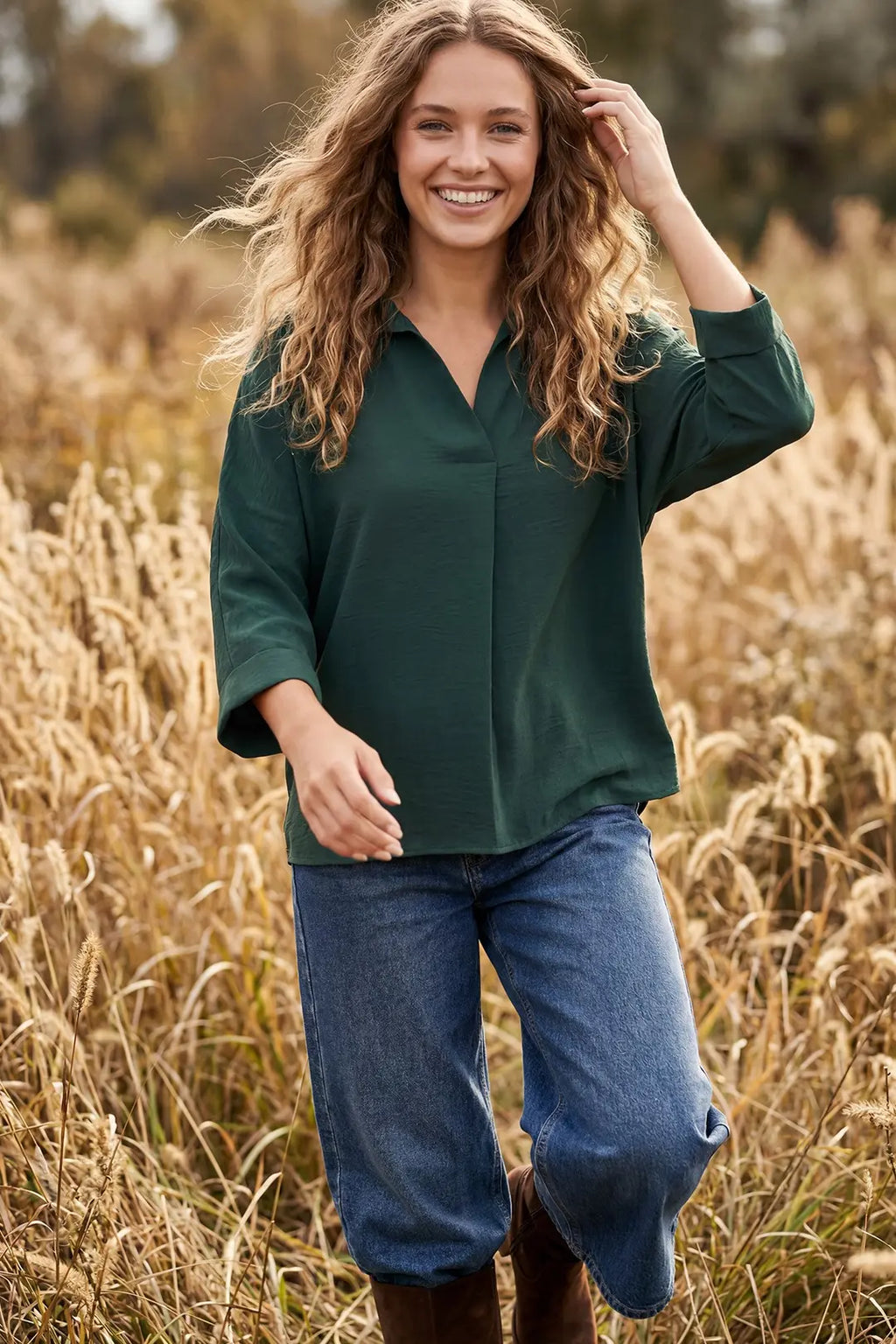 Collared Woven Top