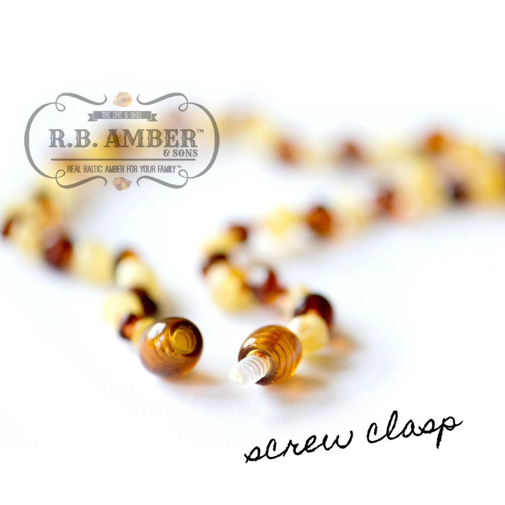 Amazonite + Raw Baltic Amber Beaded Necklace: Standard Hang Tag / 10-11 inches