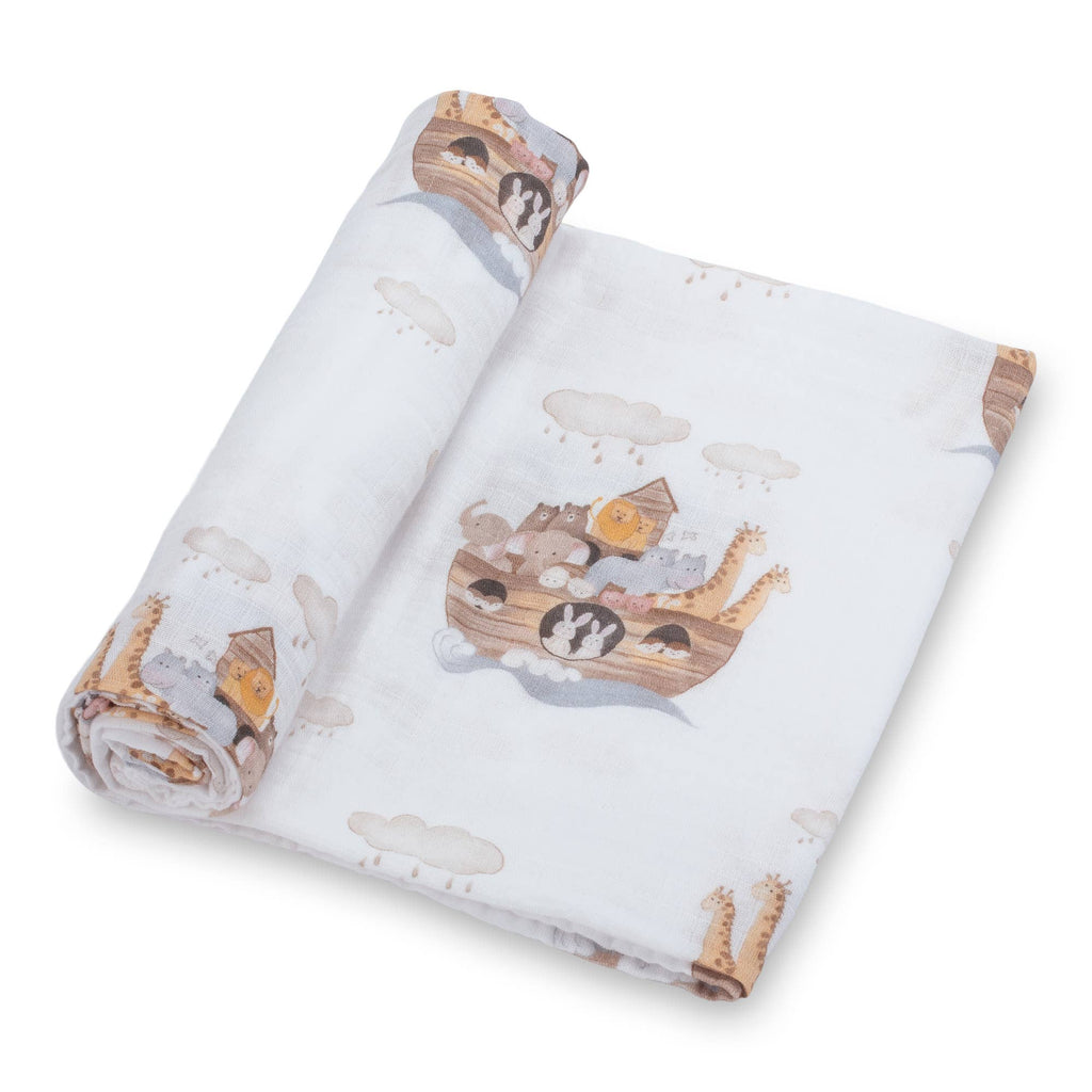 Baby Muslin Swaddle Blanket 47x47 Noah's Ark