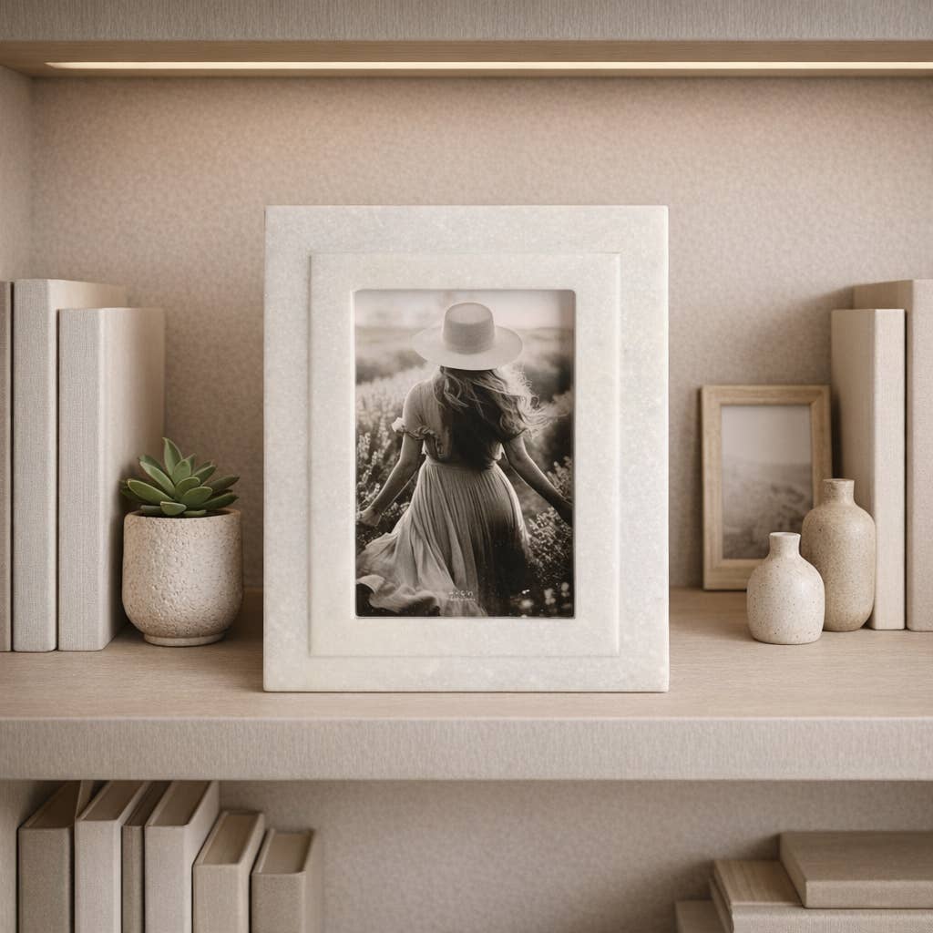 Marble Modern Beveled Edges Photo Frame - White, 4x6 in.