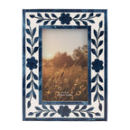 Photo Frame - Blue Resin/Wood Floral Petals, 4x6 in.