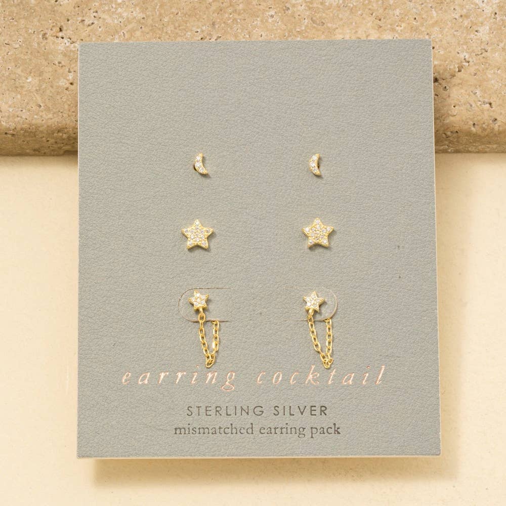 Stars & Moon Earring Set