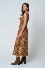 FLORAL FRONT HOOK MIDI DRESS