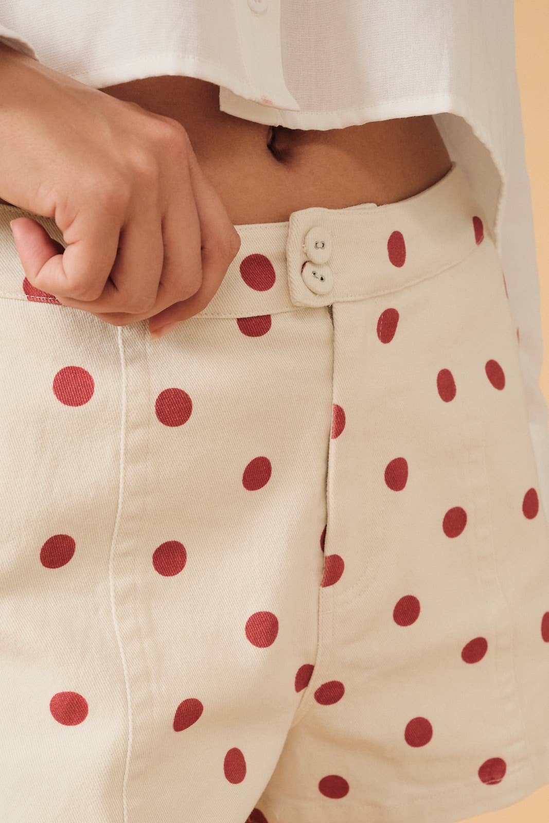 POLKA DOT MINI DENIM SHORTS