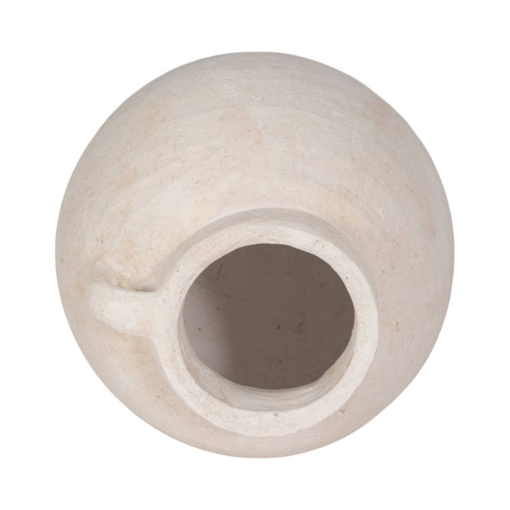 Ceramic Round Bulbous Handle Jug - White, 7 in.