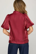 Red Puff Slv Bow