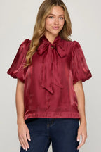 Red Puff Slv Bow