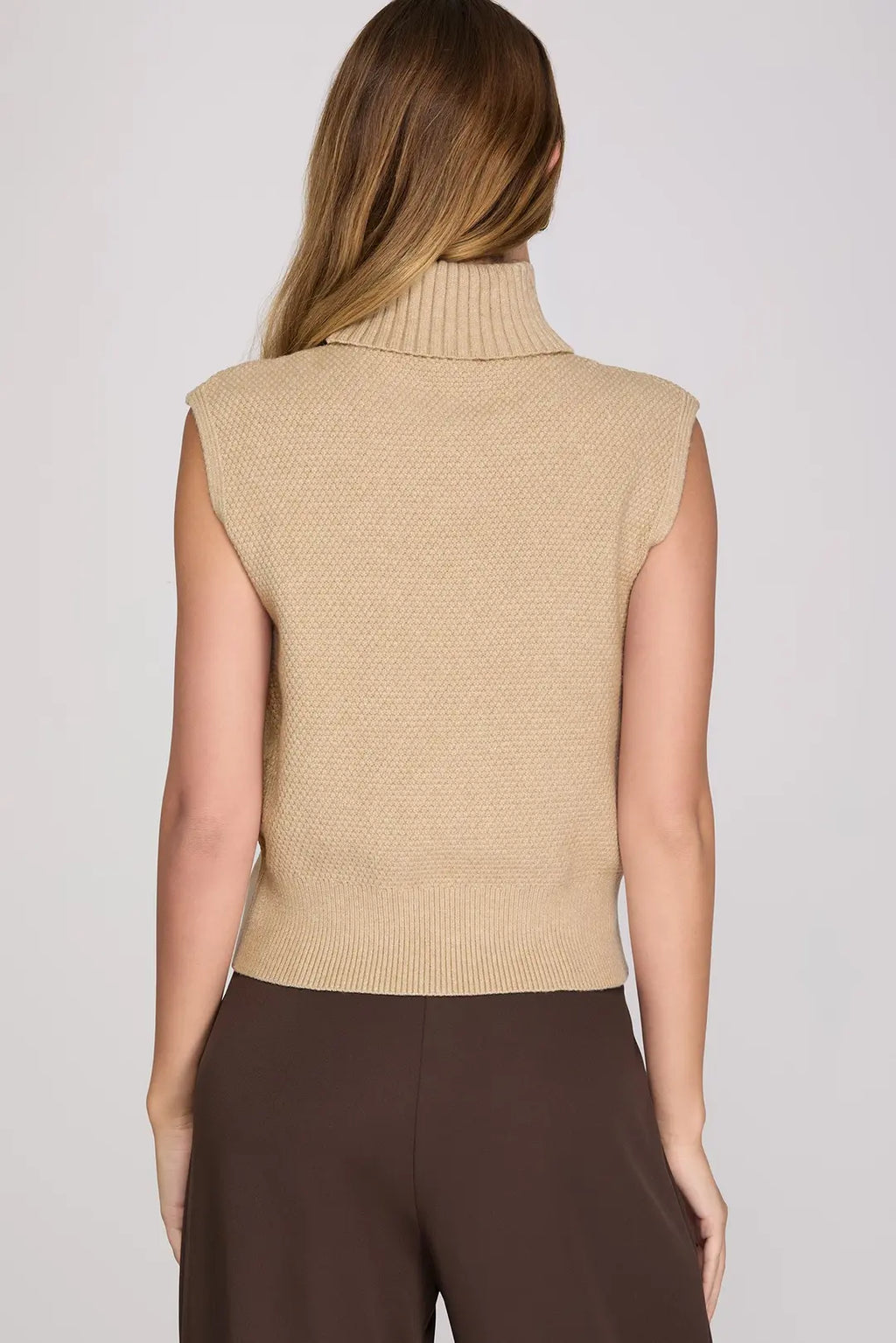 Cap Sleeve Turtleneck Sweater