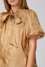 Mocha Puff Slv Bow