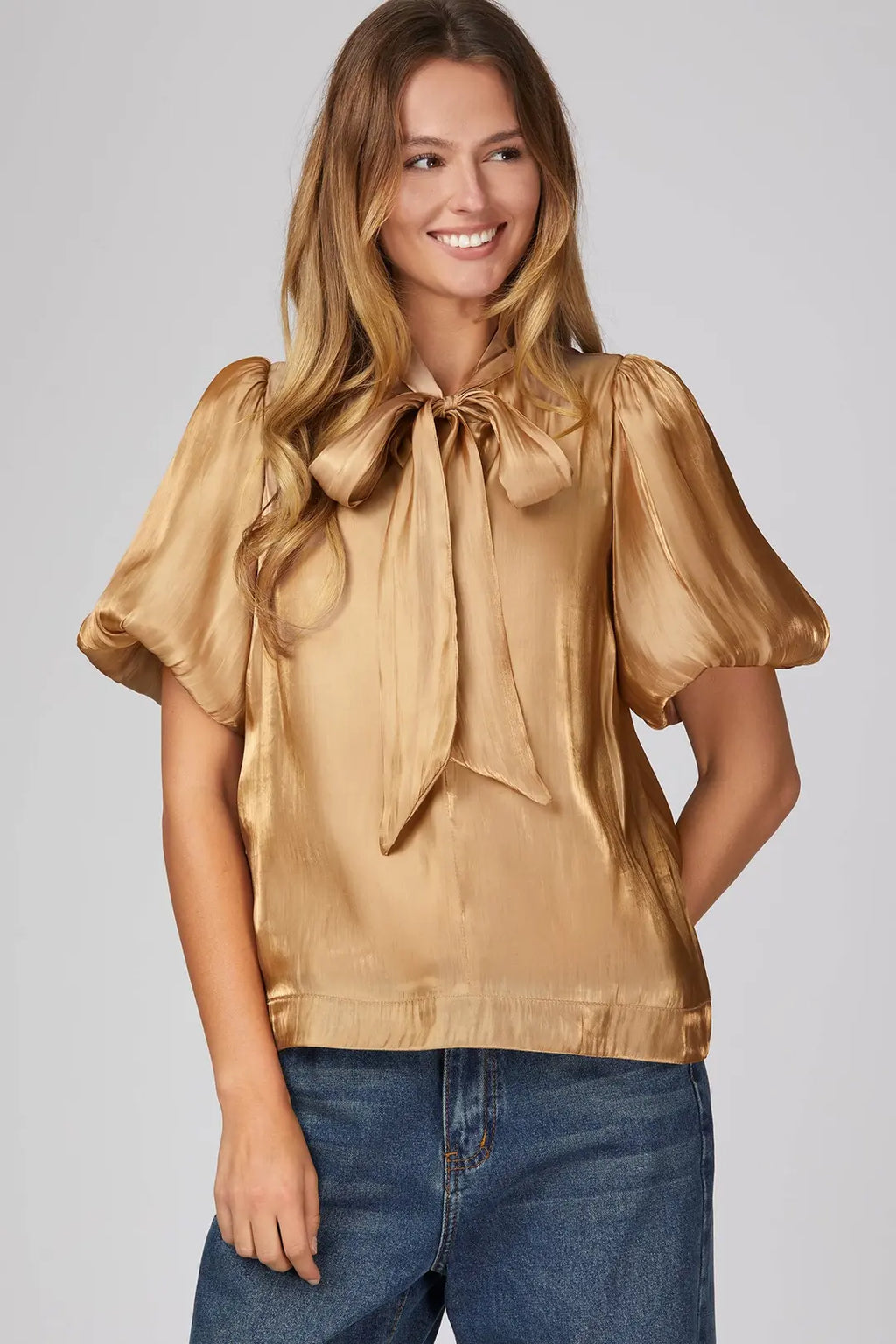 Mocha Puff Slv Bow