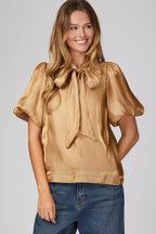 Mocha Puff Slv Bow