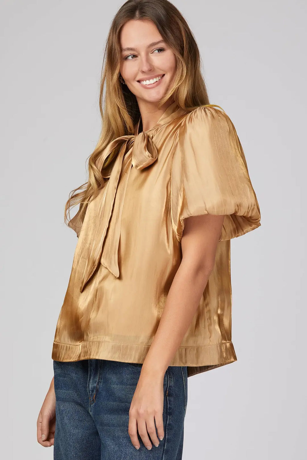 Mocha Puff Slv Bow