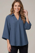 Collared Woven Top