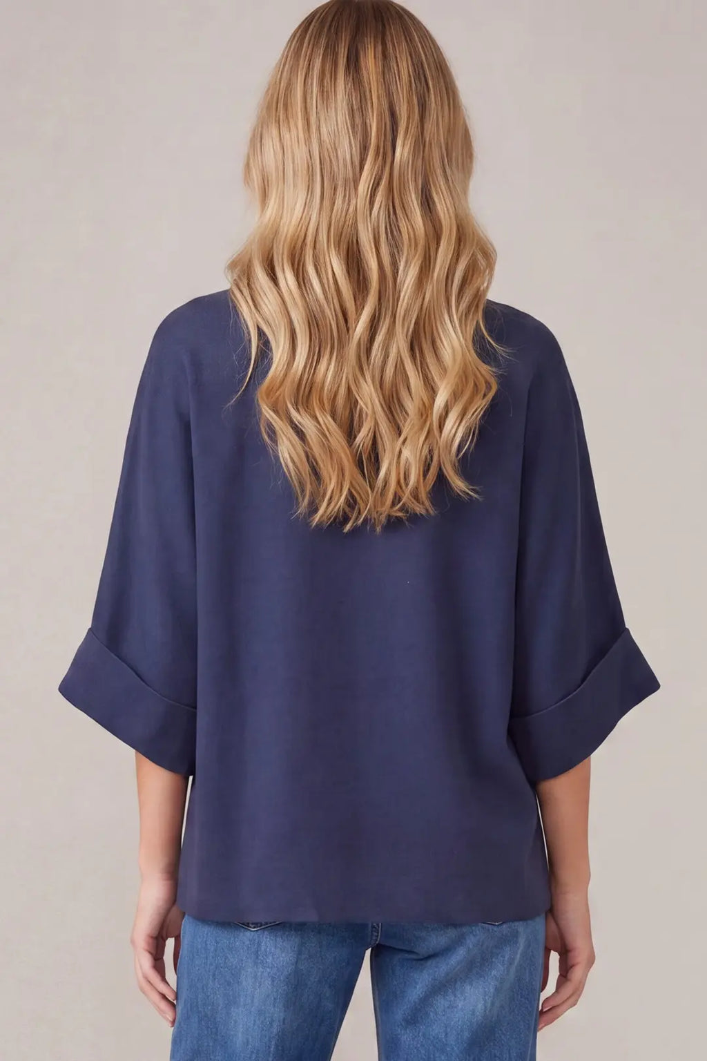 Navy Mock Neck Pullover