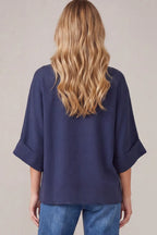 Navy Mock Neck Pullover