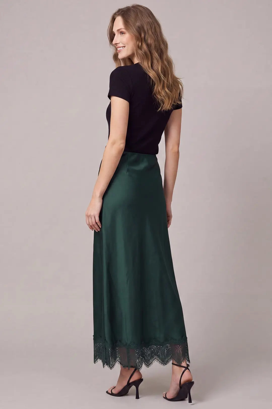 Emerald Lace Trim Skirt