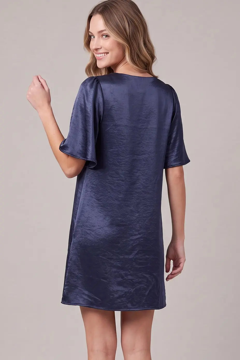 Satin V Neck Dress