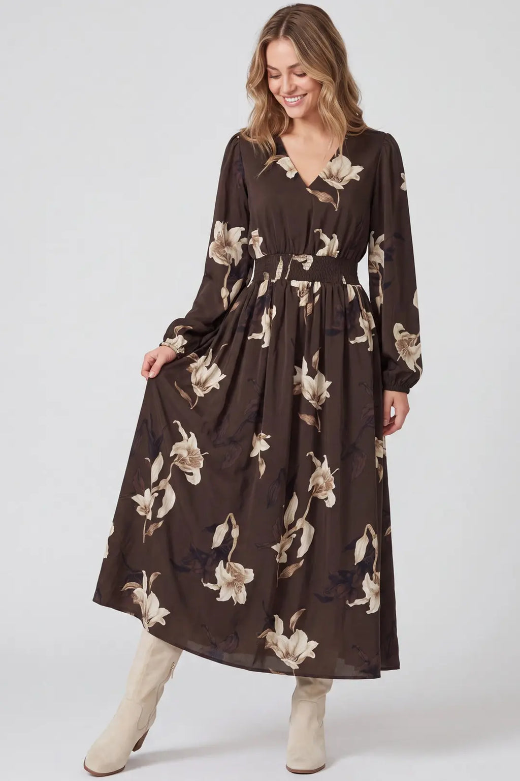 Brown Printed Maxi