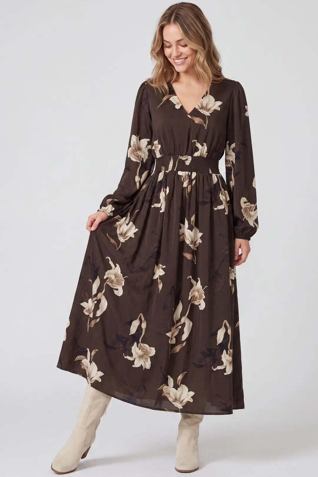 Brown Printed Maxi