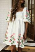 Floral Puff Sleeve Babydoll Dress