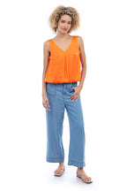 Sleeveless V-Neck Bubble Top
