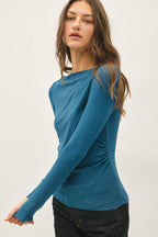 RIBBED BOAT NECK TOP