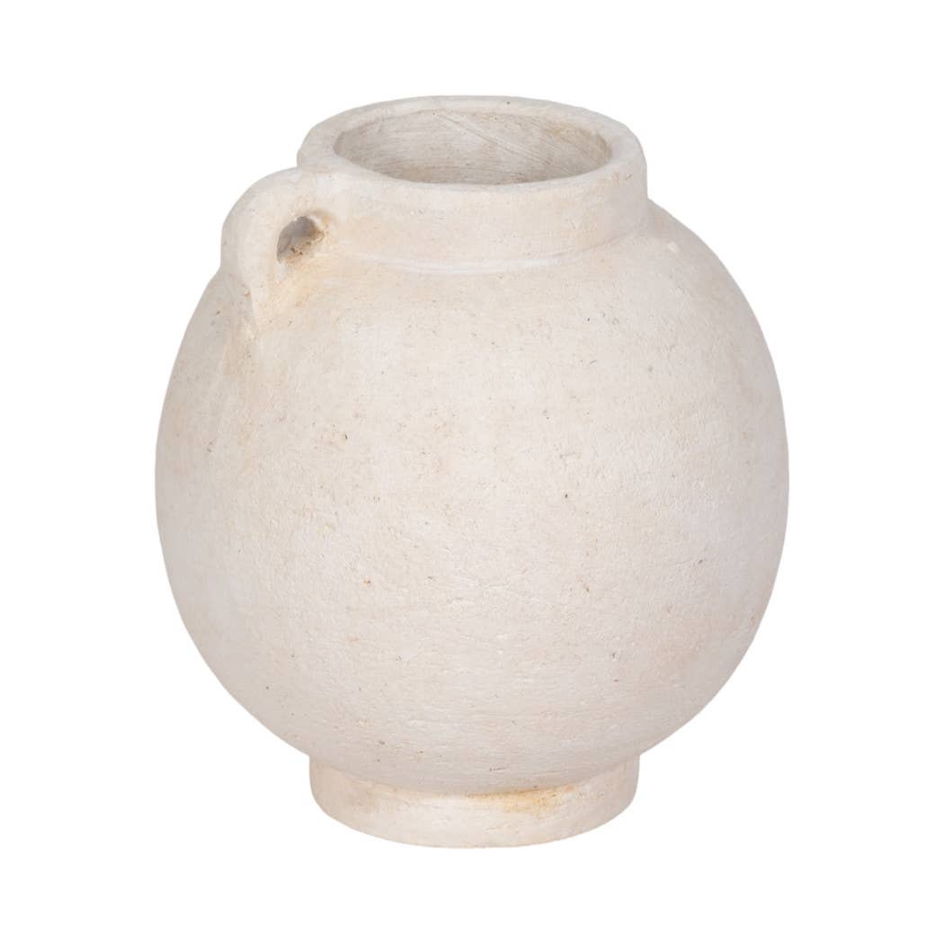 Ceramic Round Bulbous Handle Jug - White, 7 in.