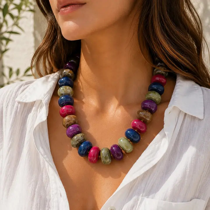 Chunky Dark Multi Beaded