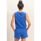 Cobalt Sleeveless Crew Neck Top