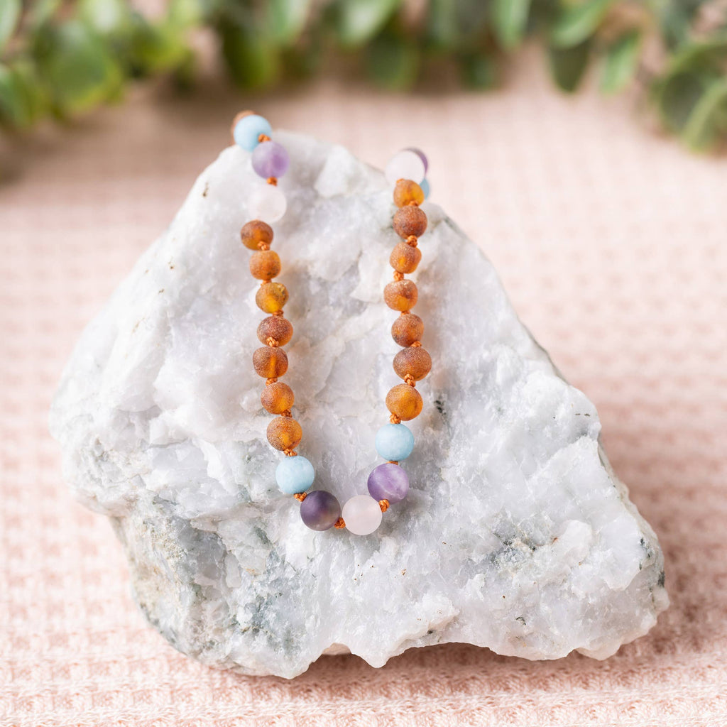 Mermaid Gems + Raw Baltic Amber Beaded Necklace
