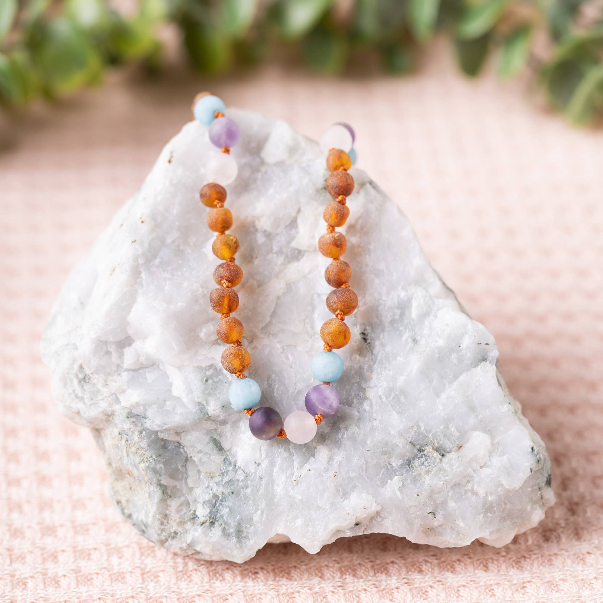Mermaid Gems + Raw Baltic Amber Beaded Necklace