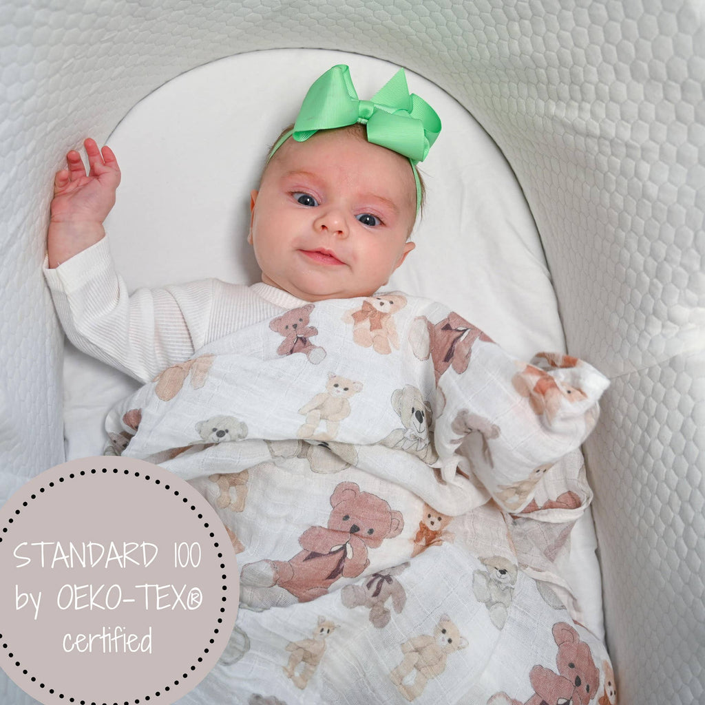 Baby Muslin Swaddle Blanket 47x47 Bear Hugs