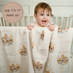 Baby Muslin Swaddle Blanket 47x47 Noah's Ark