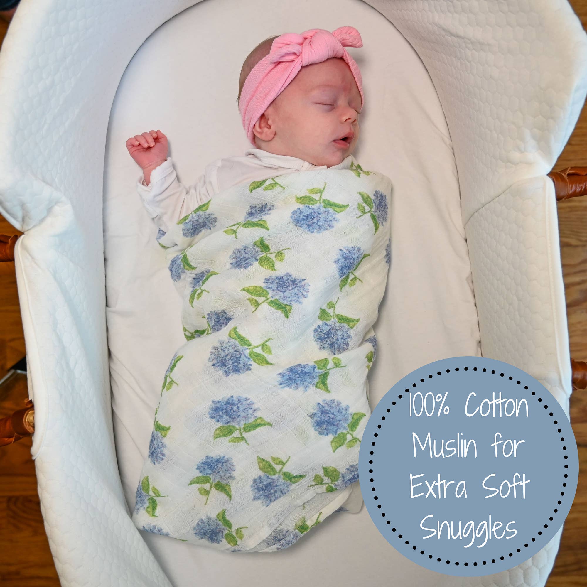 Baby Muslin Swaddle Blanket 47x47 Hydrangea