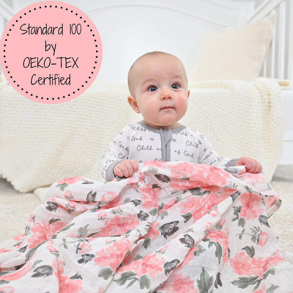 Baby Muslin Swaddle Blanket 47x47 Pretty in Peony