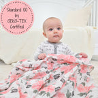Baby Muslin Swaddle Blanket 47x47 Pretty in Peony