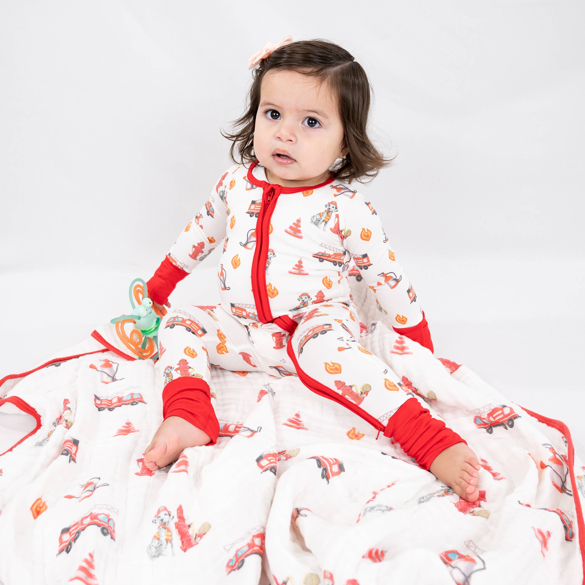 Bamboo Baby Convertible Zipper Pajama Firehouse Fido