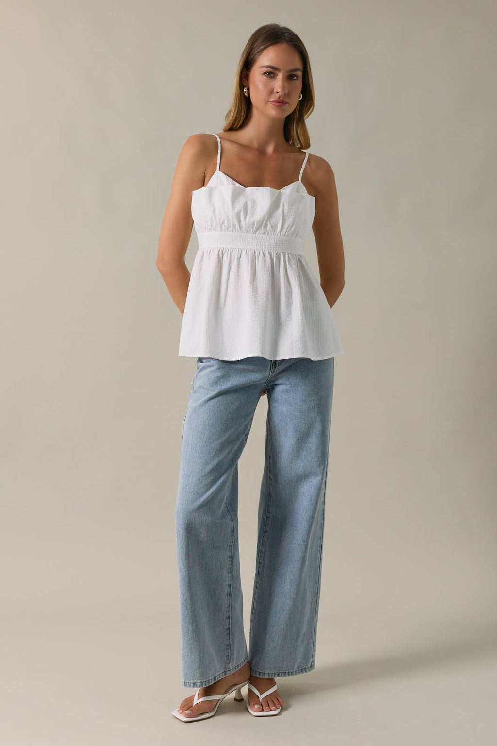 WHITE FLARE PEPLUM TOP
