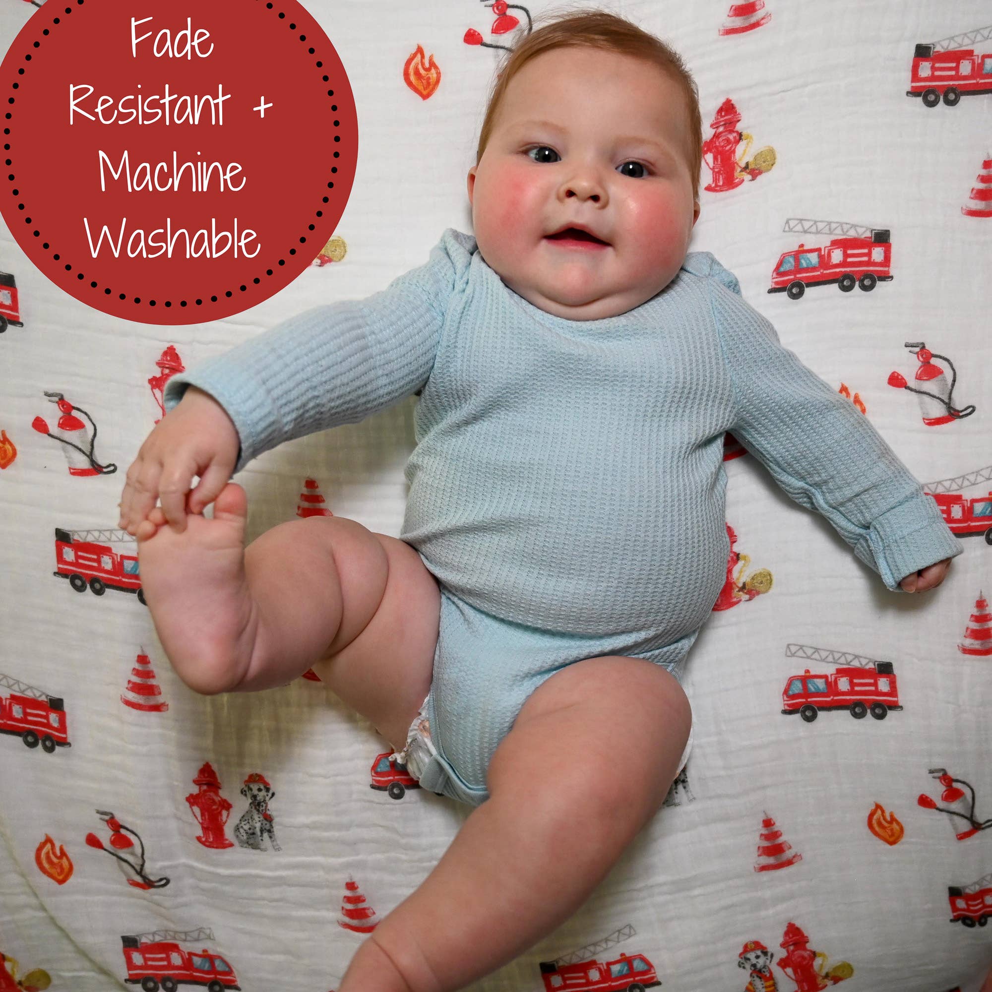 Baby Muslin Swaddle Blanket 47x47 Firehouse Fido