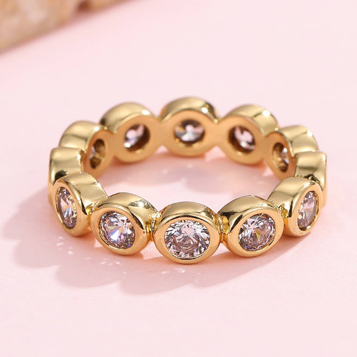 Gold Rhinestone Multi-Shape Eternity Stack Rings | 40R142